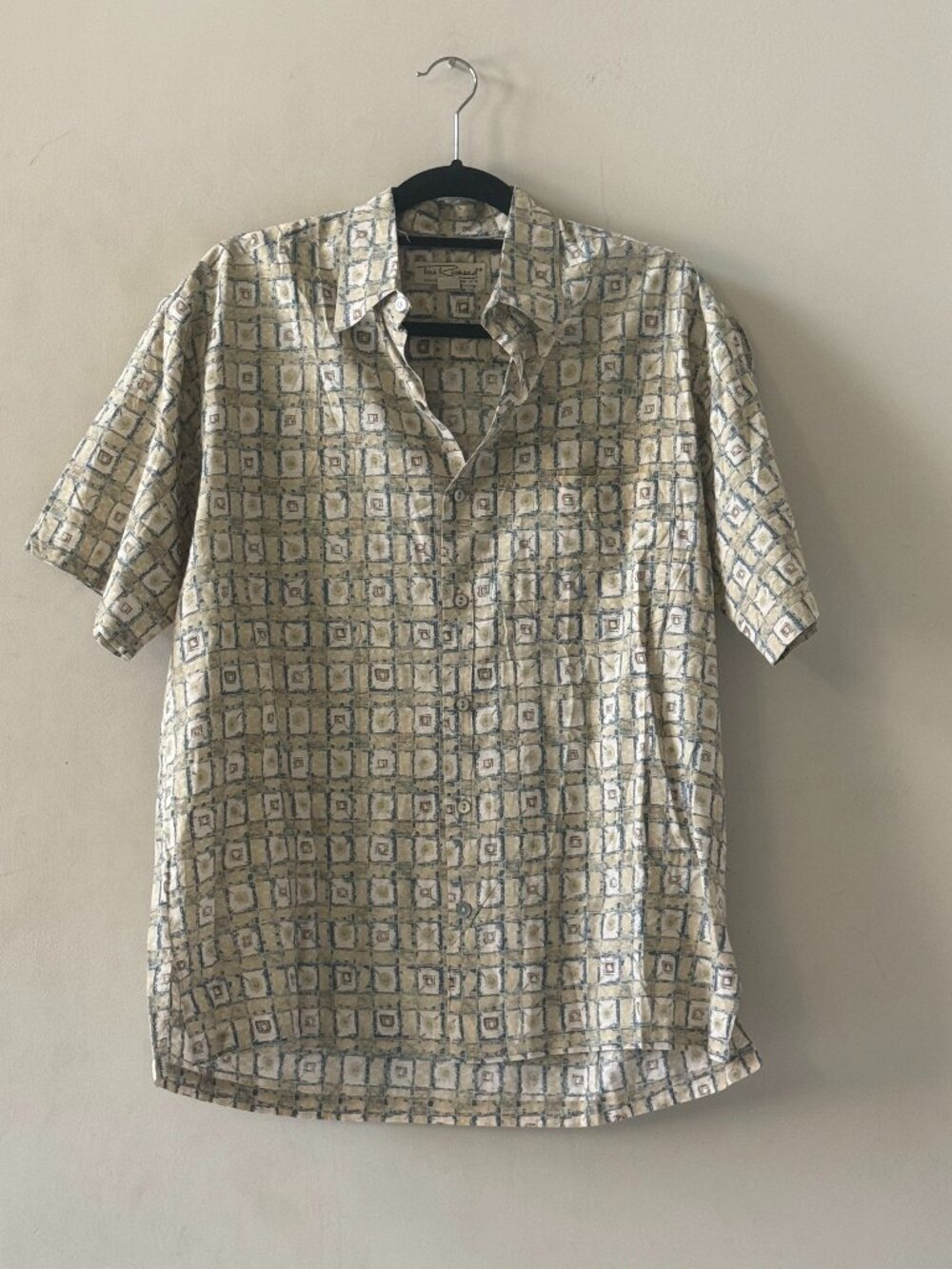 Y2K Vintage Louis Richard Honolulu Geometric Cotton Lawn Shirt M